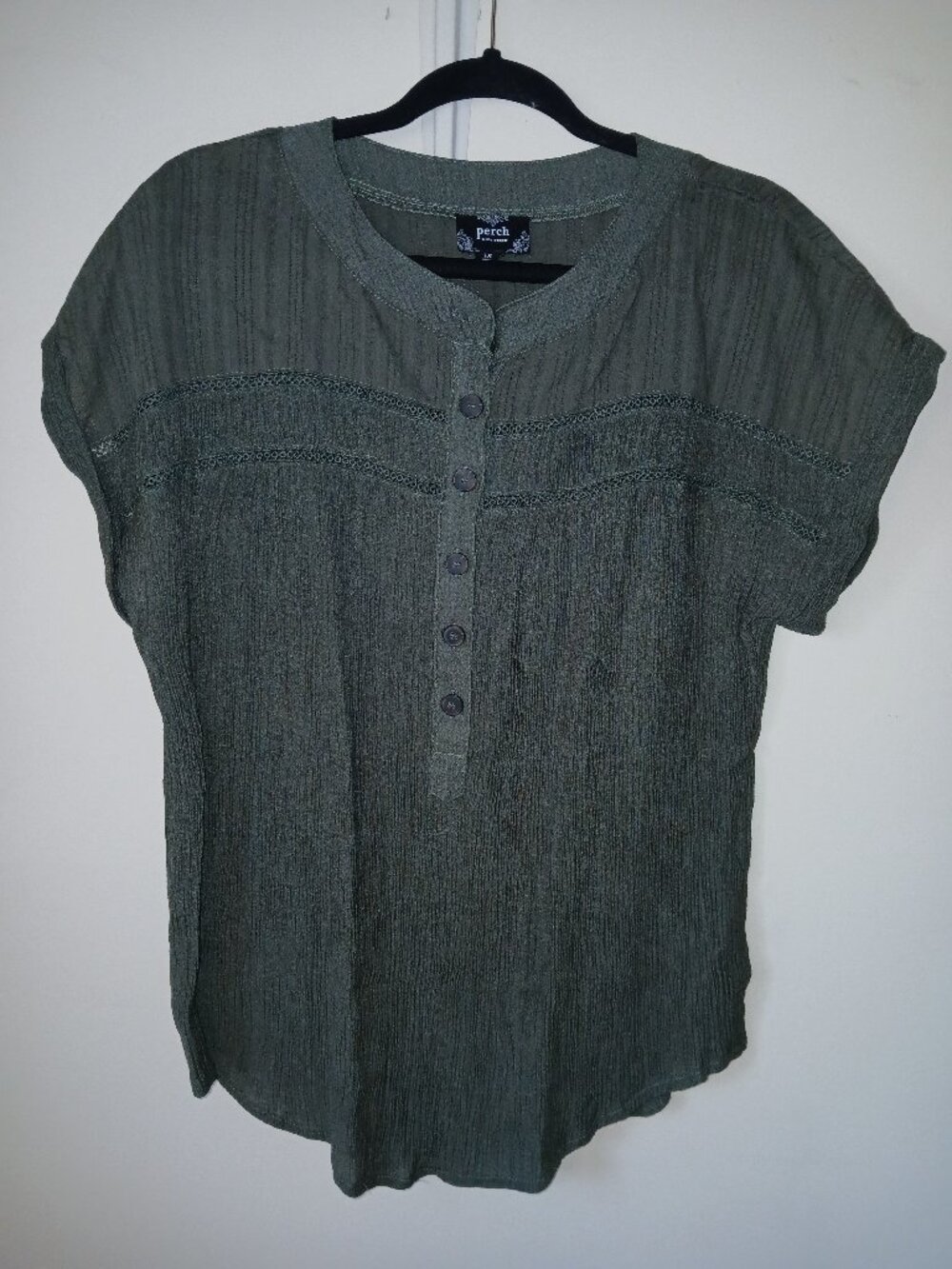 NWOT Perch by blu pepper Olive Green Blouse top 1X